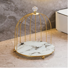 Органайзер-полиця для косметики одноярусна Мармур 10113 23х20 см біла