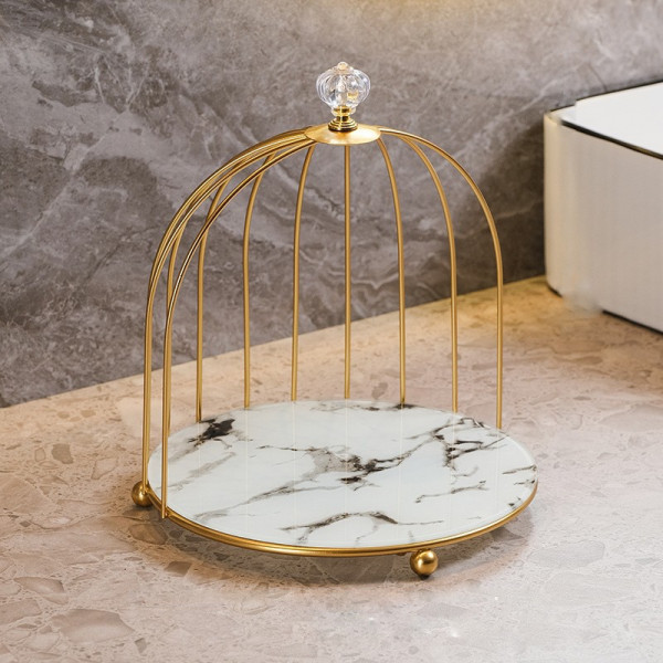 Органайзер-полиця для косметики одноярусна Мармур 10113 23х20 см біла