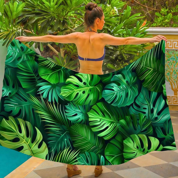 Парео пляжне з 3D принтом Monstera Mood 31106 80х150 см