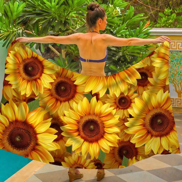 Парео пляжне з 3D принтом Sunlight Bloom 31088 80х150 см