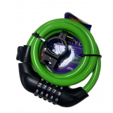 Велосипедний кодовий замок з кріпленням на 5 цифр 11422 120 см салатовий