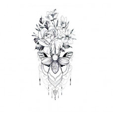 Тимчасове тату водостійке 3D велике Квіти 4 HD-18 18.5х8.5 см