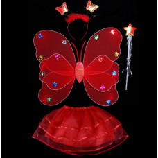 Карнавальний наряд крилья з юбкою Бабочка 9090 червоний
