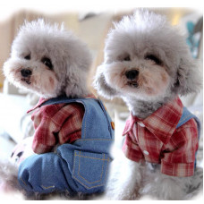 Джинсовий комбінезон для собак 11270 M червоний