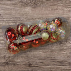 Набір іграшок на ялинку 19338 6 см 24 шт червоний