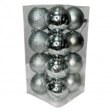 Набір іграшок на ялинку K42-31 19455 8 см 16 шт сріблястий