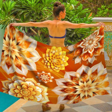 Парео пляжне з 3D принтом Golden Bloom 31046 80х150 см