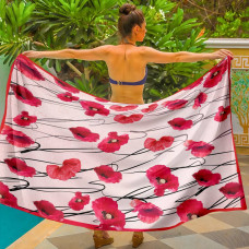 Парео пляжне з 3D принтом Red Bloom 31175 80х150 см