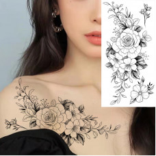 Тимчасове тату водостійке 3D велике Квіти BK-001 18х9 см