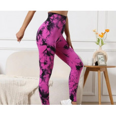 Легінси жіночі спортивні з пуш-ап Tie Dye 18704 M рожевий мармур
