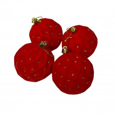 Набір іграшок на ялинку 19693 8 см 4 шт червоний оксамит