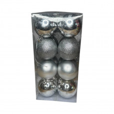 Набір іграшок на ялинку K23-91 19836 6 см 16 шт сріблястий