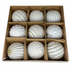 Набір іграшок на ялинку P26-90 19678 10 см 9 шт білий