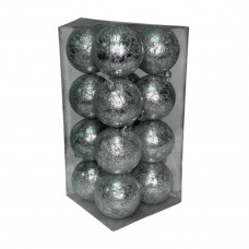 Набір іграшок на ялинку Ретро K64-91 19542 8 см 16 сріблястий