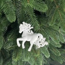 Іграшка на ялинку Кінь 19614 10х9 см білий з оксамитом
