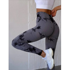 Легінси жіночі спортивні з пуш-ап Tie Dye 18713 L сірий мармур