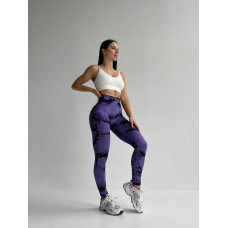 Легінси жіночі спортивні з пуш-ап Tie Dye 18913 S фіолетовий мармур