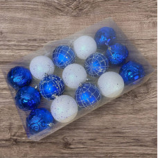 Набір іграшок на ялинку 19342 7 см 15 шт синій