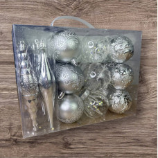 Набір іграшок на ялинку 19344 26 шт сріблястий