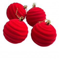 Набір іграшок на ялинку 19724 8 см 4 шт червоний оксамит