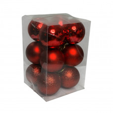 Набір іграшок на ялинку 19899 4 см 12 шт червоний