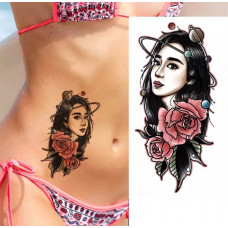 Тимчасове тату водостійке 3D велике Дівчина XQB-326 19,5х9 см