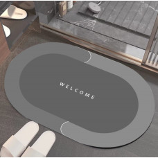 Килимок придверний овальний 11862 60х40 см сірий