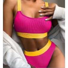 Купальник жіночий роздільний с топом в рубчик 7946 S малиновий