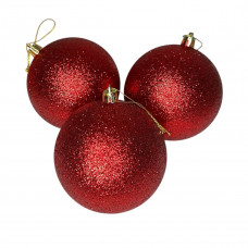 Набір іграшок на ялинку 19847 10 см 3 шт червоний