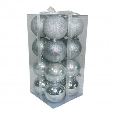 Набір іграшок на ялинку LG-124-5 19401 8 см 16 шт сріблястий