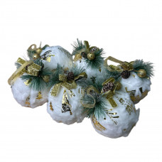 Набір іграшок на ялинку вовняних Ялинка золотиста 19730 8 см 6 шт