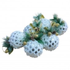 Набір іграшок на ялинку вовняних Ромб сріблястий 19728 8 см 6 шт