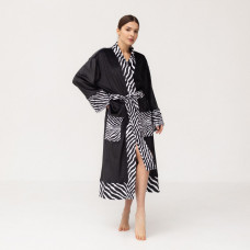 Кімоно жіноче з плюшевого велюру Kimono Black and White Zebra 18368 XL