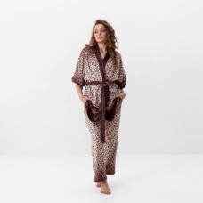 Комплект жіночий з плюшевого велюру штани та халат Леопард 3446_XL 16070 XL