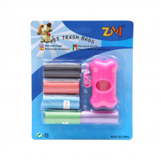 Набір для вигулювання собак 11159 5 рулонів рожевий