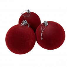 Набір іграшок на ялинку 19859 10 см 3 шт бордовий оксамит