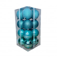 Набір іграшок на ялинку LG-124-3 19451 8 см 16 шт бірюзовий