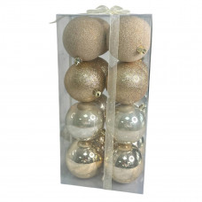 Набір іграшок на ялинку LG-124-4 19402 8 см 16 шт рожеве золото