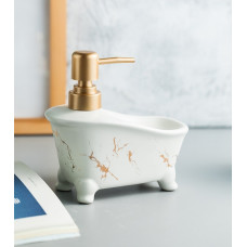 Дозатор для мила з підставкою для мочалки Мармур 11483 350 мл білий