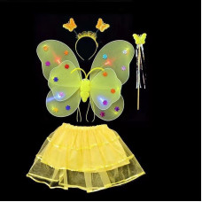 Карнавальний наряд крила зі спідницею світиться Метелик 9088 жовтий