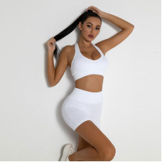 Комплект для фітнесу топ та велосипедки Рубчик 10124 M білий