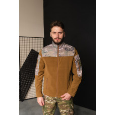 Кофта флісова чоловіча військова тактична з липучками під шеврони Мультикам 8163 54 розмір койот