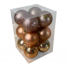 Набір іграшок на ялинку 19588 8 см 12 шт рожеве золото