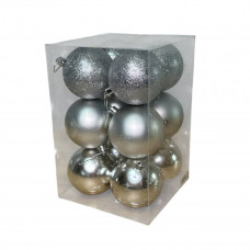 Набір іграшок на ялинку 19590 8 см 12 шт сріблястий