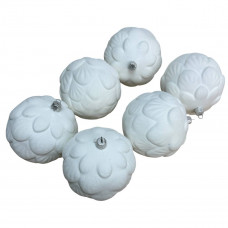 Набір іграшок на ялинку 19726 10 см 6 шт білий оксамит