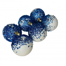 Набір іграшок на ялинку 19823 8 см 6 шт білий з синім