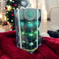 Набір іграшок на ялинку LG-124-1 14678 8 см 16 шт зелений