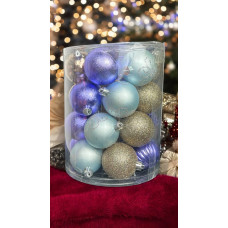 Набір іграшок на ялинку P-9735 14649 6 см 26 шт блакитний