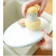 Набір мочалок для миття посуду з тримачем Курча 12675 5 предметів жовтий