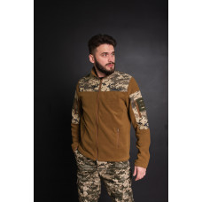 Кофта флісова чоловіча військова тактична з липучками під шеврони Піксель 8155 50 розмір койот